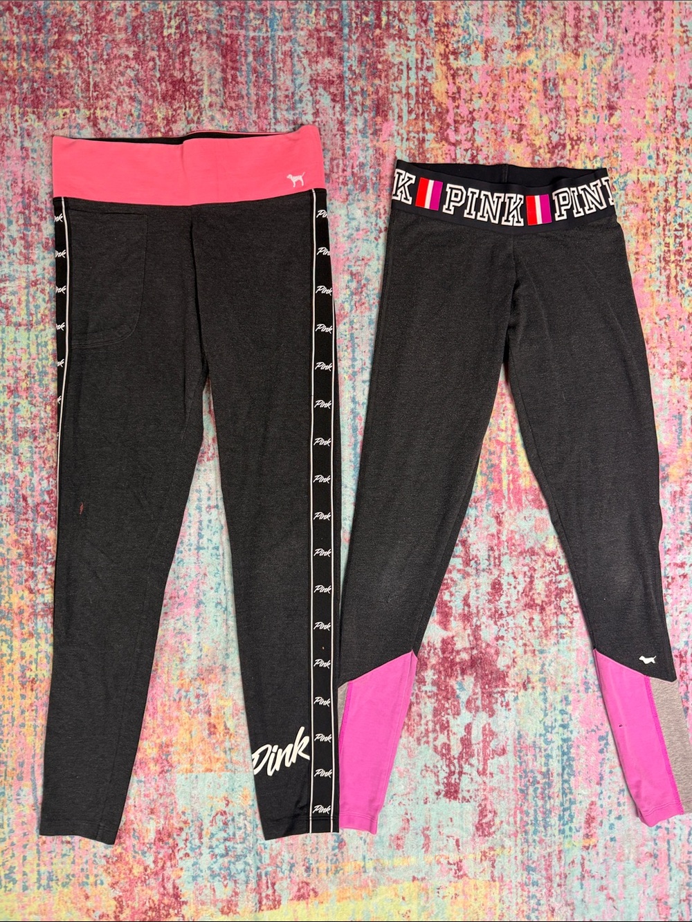 PINK Victoria's Secret Black and Pink Leggings Duo